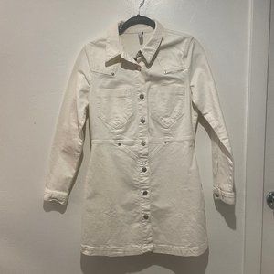 BRAND NEW Zara Women's White Denim Dress Never Worn Size Large